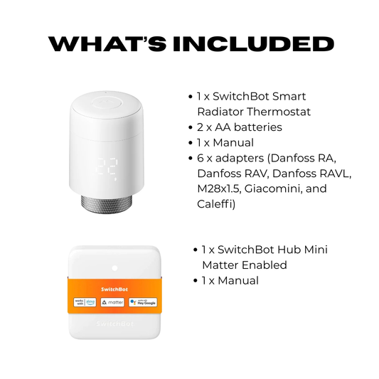 SwitchBot Smart Radiator Thermostat + Hub Mini - App & Voice Controlled Heating