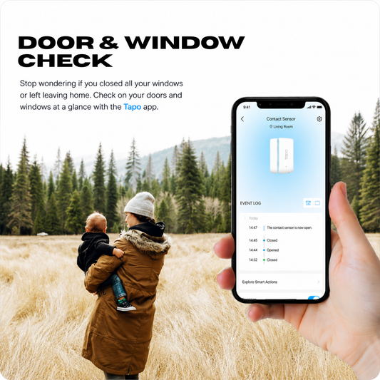 Tapo Smart Door Sensor + Hub Kit — Wireless Home Security System with Chime, Real-Time Alerts, 64-Device Smart Home Hub, Matter & Alexa Compatible