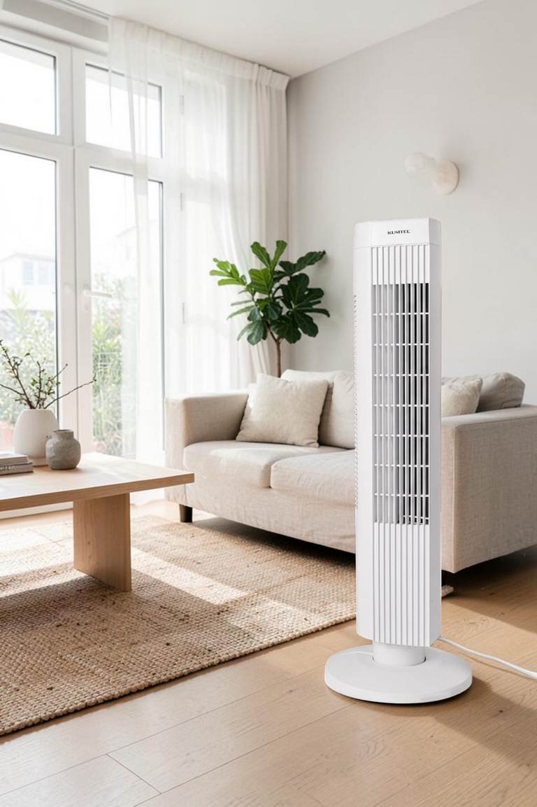 Kumtel KTF-258 Tower Fan | 50W | 3 Speeds | 60° Oscillation | 2-Hour Timer | Quiet Cooling Fan for Home & Office
