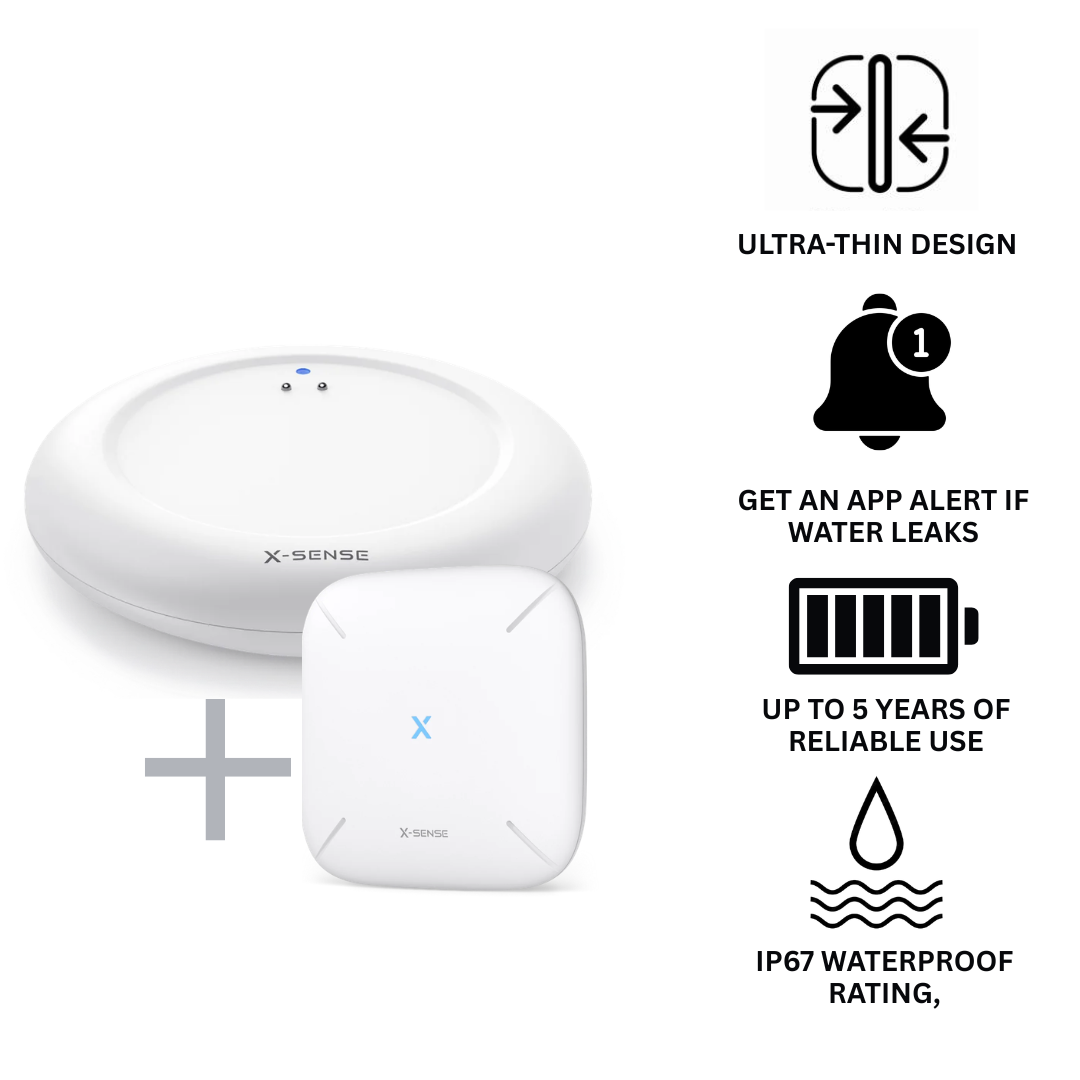 X-Sense WiFi Water Leak Detector Kit with Base Station – Smart Water Leak Sensor, Flood Detector, App Alerts, IP67 Waterproof