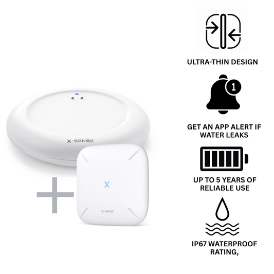 X-Sense WiFi Water Leak Detector Kit with Base Station – Smart Water Leak Sensor, Flood Detector, App Alerts, IP67 Waterproof