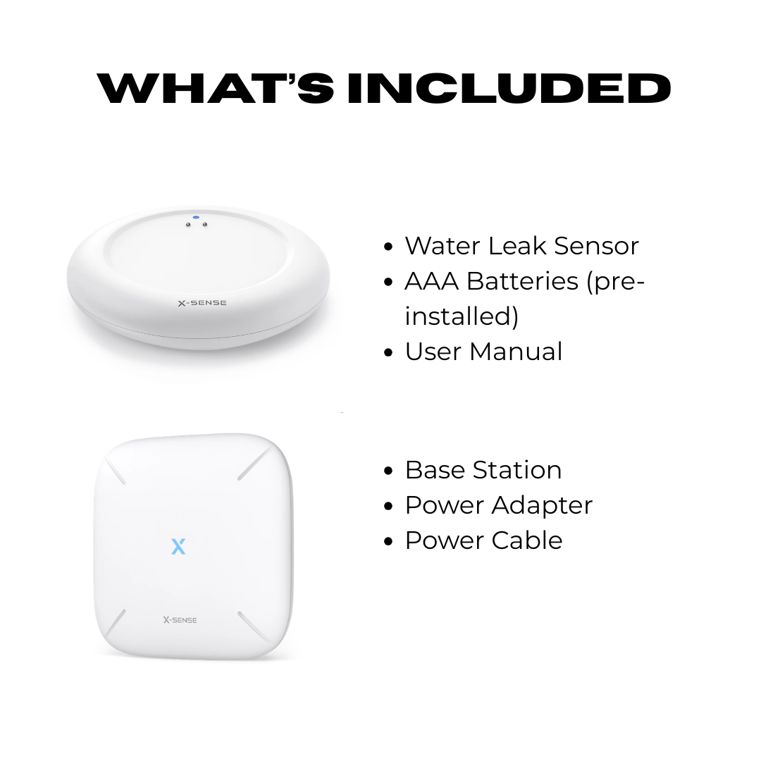X-Sense WiFi Water Leak Detector Kit with Base Station – Smart Water Leak Sensor, Flood Detector, App Alerts, IP67 Waterproof