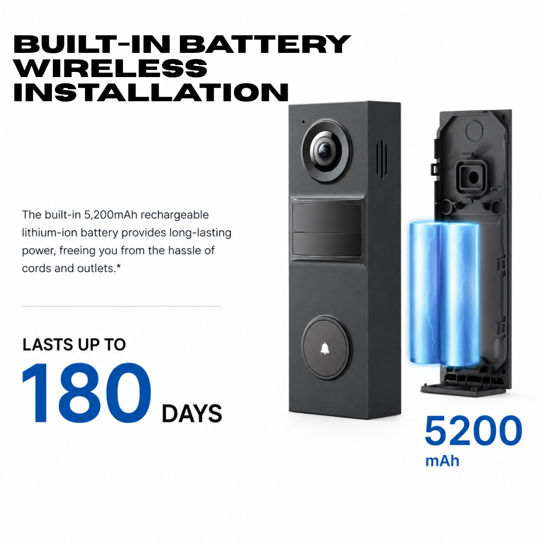 2K Wireless Smart Video Doorbell - 160° Wide View