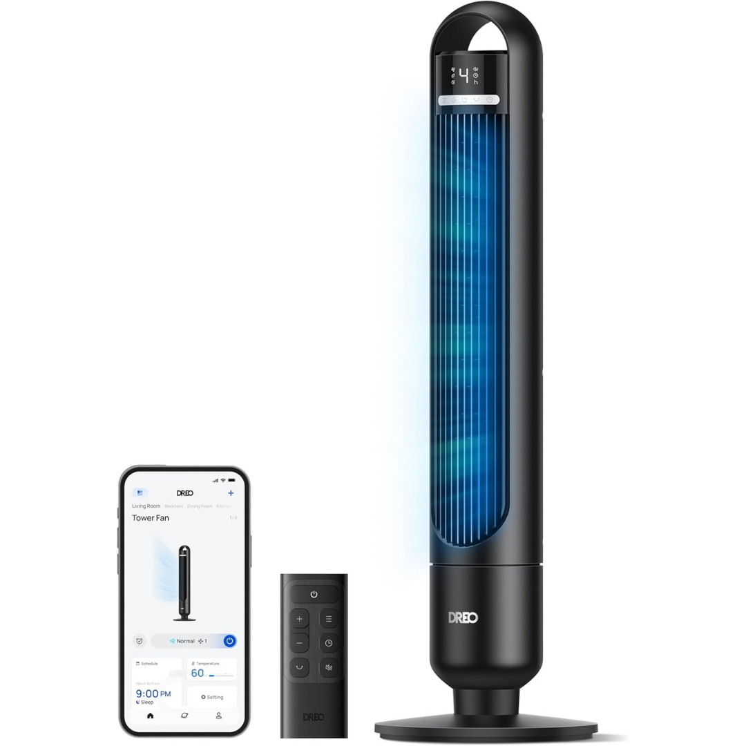 Dreo Smart Tower Fan | 55W | 7.6 m/s Airflow | Wi-Fi & App Control