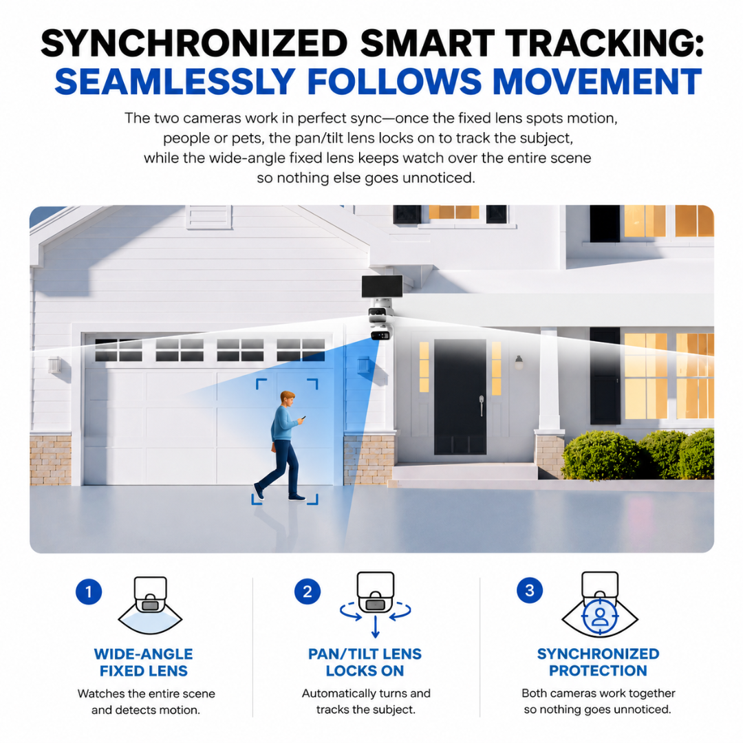 Solar-Powered Dual-Lens Security Camera C645D KIT