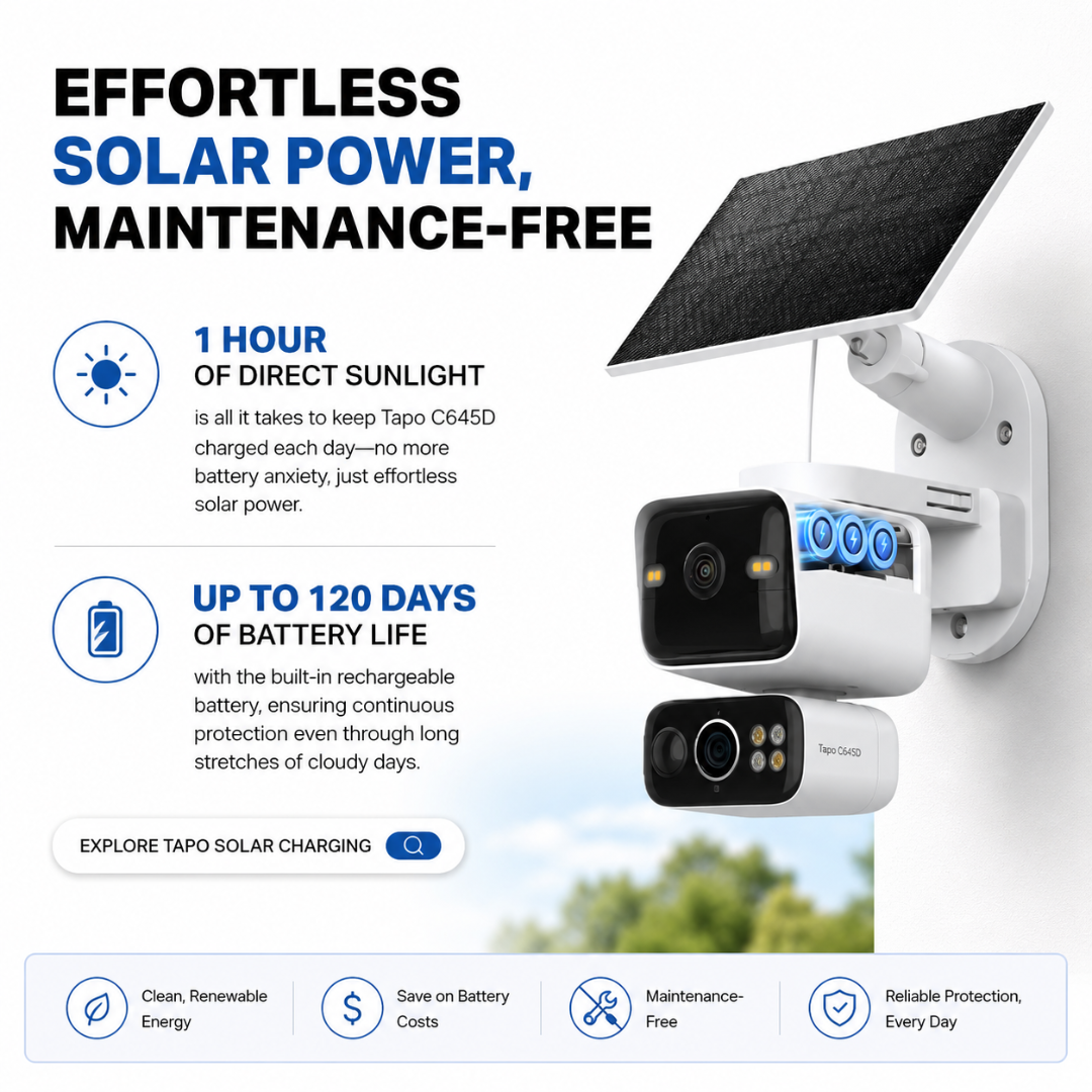 Solar-Powered Dual-Lens Security Camera C645D KIT