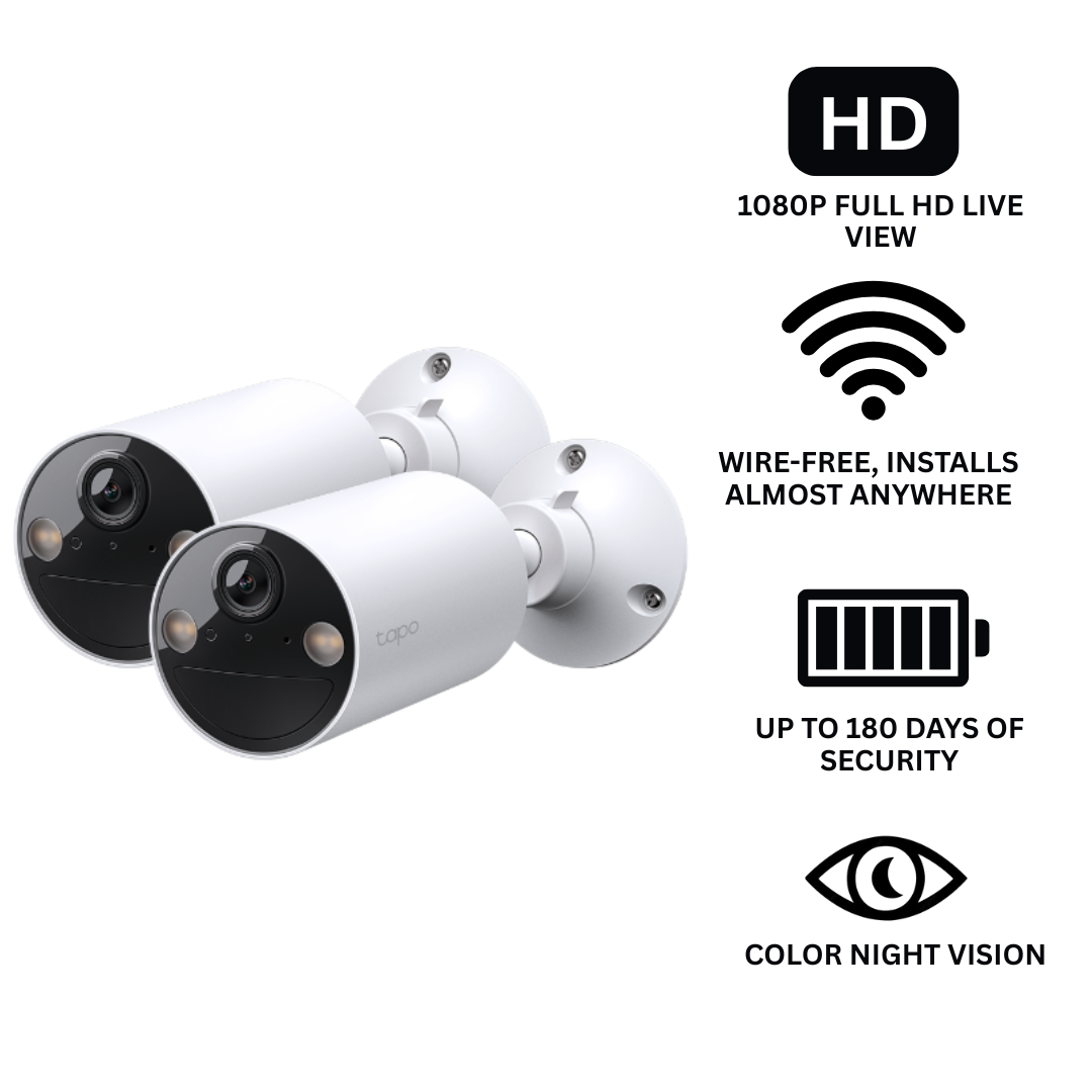 (2-Pack) Battery-Powered 2K Outdoor Security Camera System