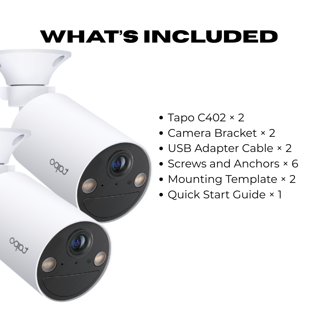 (2-Pack) Battery-Powered 2K Outdoor Security Camera System