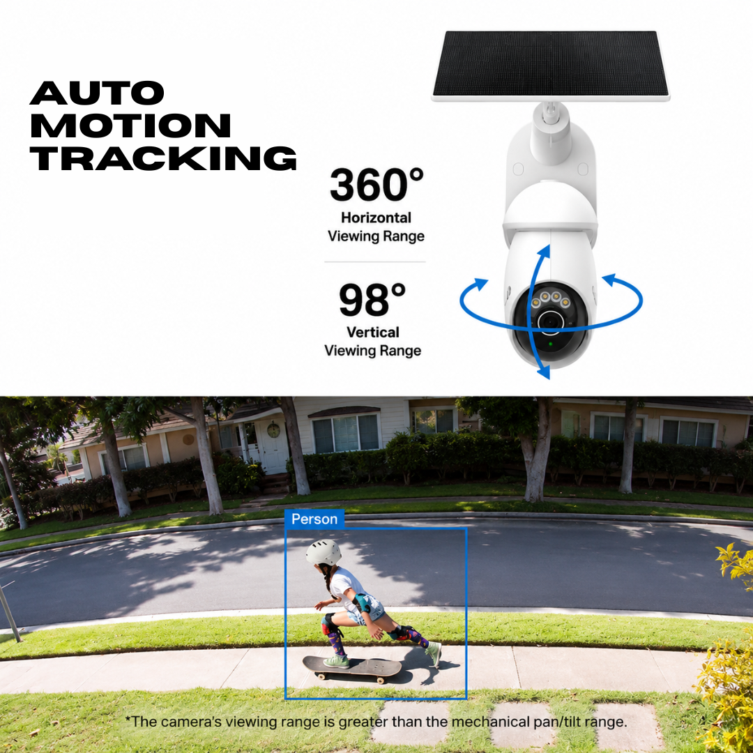 4K Solar Powered Security Camera with 360° Smart Protection | Wireless