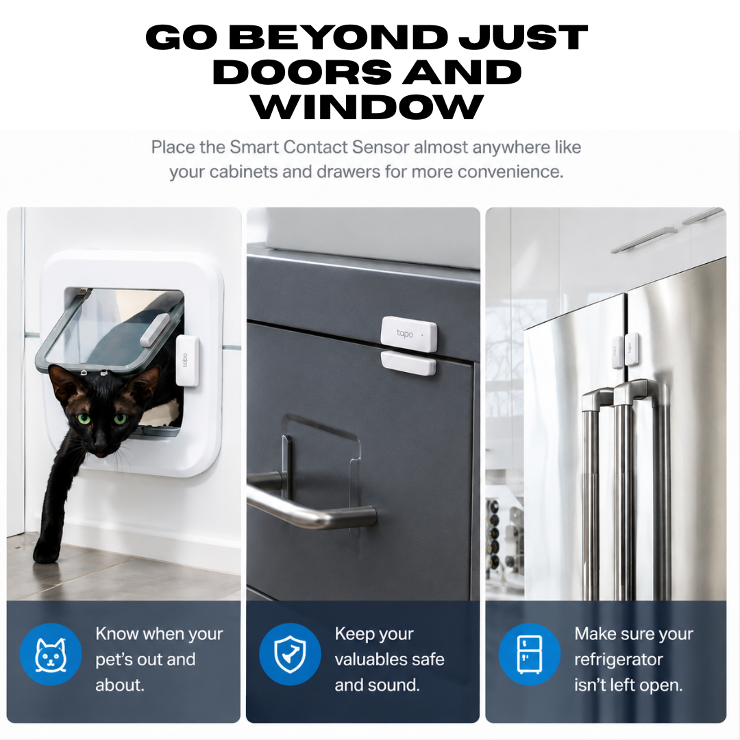 Tapo Smart Door Sensor + Hub Kit — Wireless Home Security System with Chime, Real-Time Alerts, 64-Device Smart Home Hub, Matter & Alexa Compatible