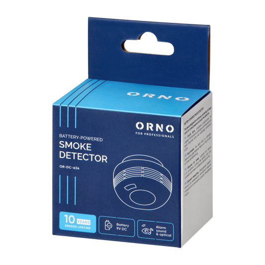 ORNO Standalone Smoke Detector with Replaceable 9V Battery | 10-Year Lifespan