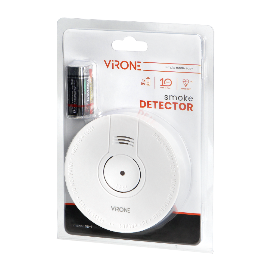 ORNO Home Smoke Detector with Replaceable 9V Battery