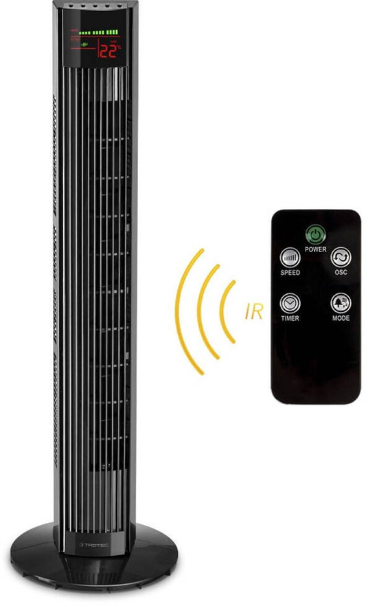 Trotec TVE 31 T Tower Fan | 45W | Remote Control | 3 Speeds | 3 Modes | 12-Hour Timer | 60° Oscillating Cooling Fan